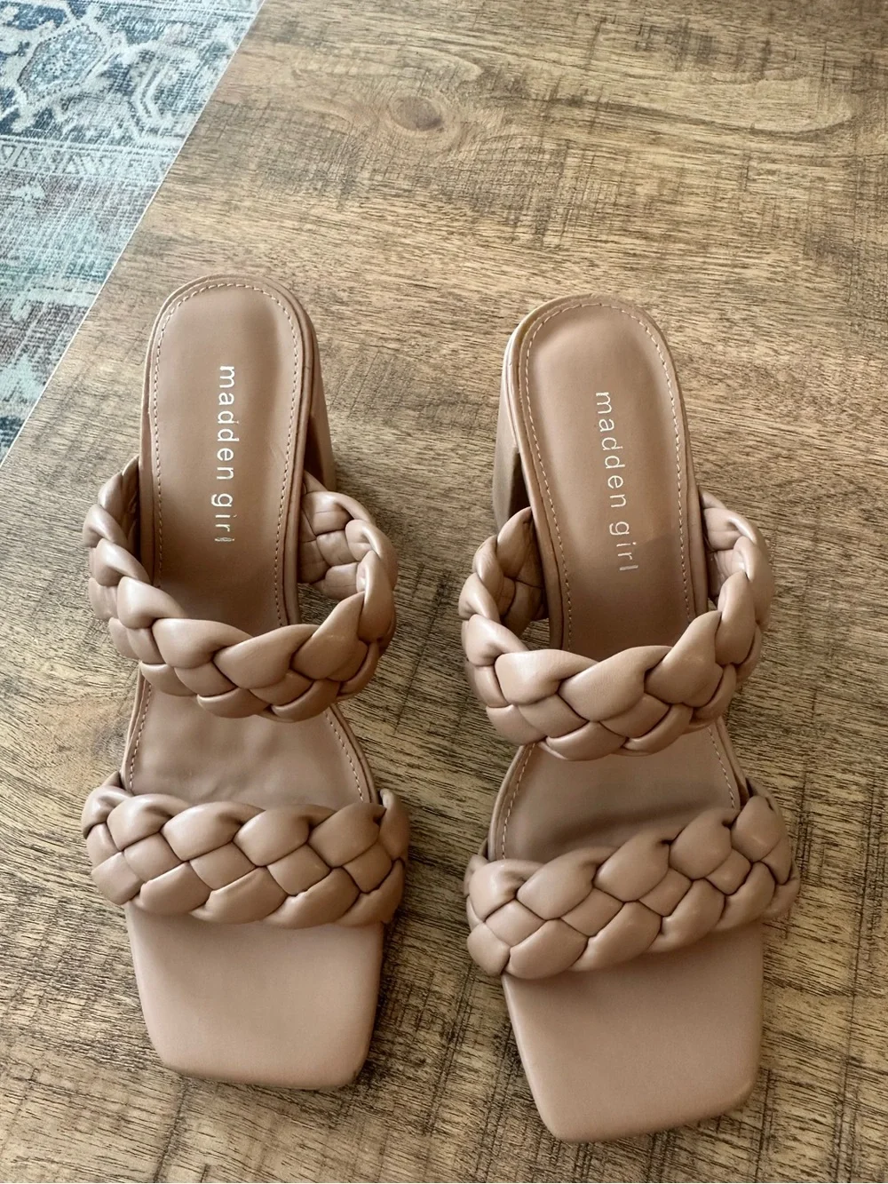 Madden Girl Dixcy Braided Heeled Sandals 8.5 Milky Blush
